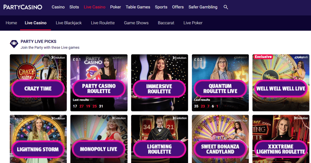 Best Live Dealer Casino Site - Party Casino